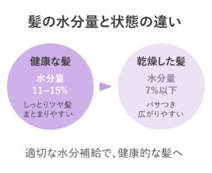 髪の水分量と状態の違い